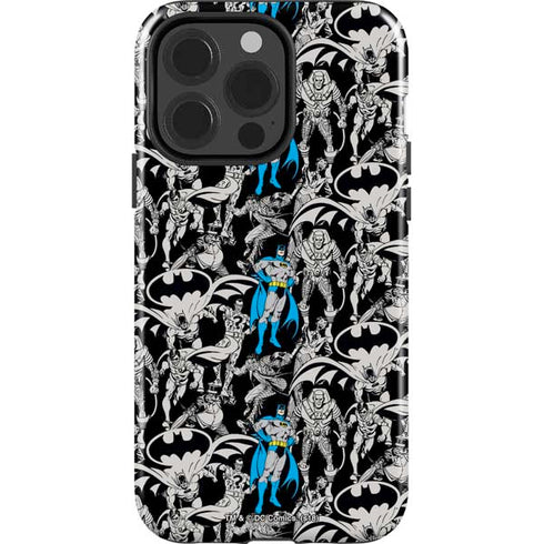 DC Comics Batman Characters Action Poses Print iPhone 15 Pro Impact Case